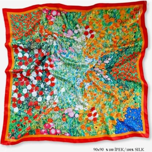 Silk Scarf 100 Silk Hijab Artistic Color Real Silk Hijab Muslim Fashion Hijab