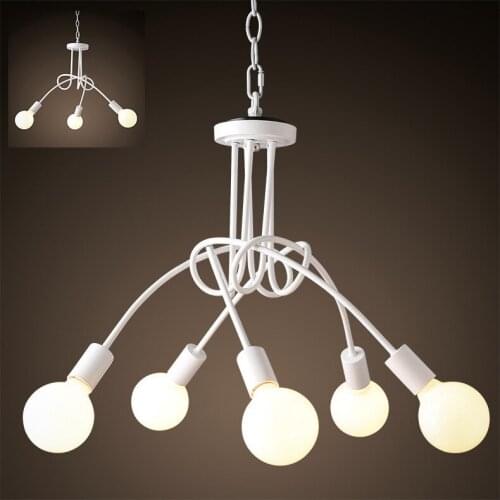 Mordern Nordic Retro White/black Matte Painting Light Chandelier Vintage Loft E27 Luminaire Lamparas Ceiling Lamp Fixture Light