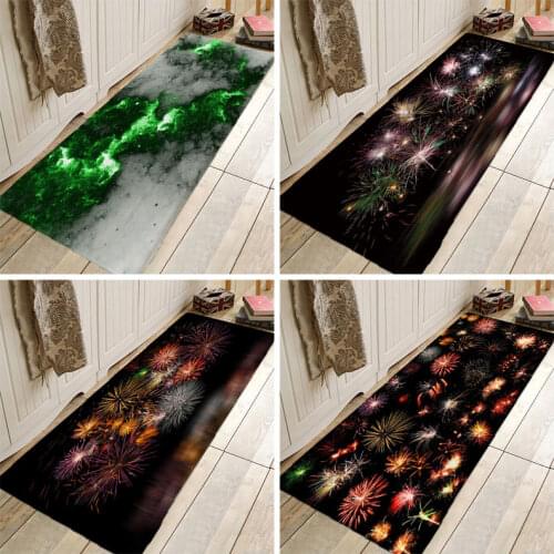 Weltexhome Chirstmas Fireworks Mat Psychedelic Area Rug Hallway Carpets Rugs Carpets Doormat For Kitchen Bathroom Anti-Slip