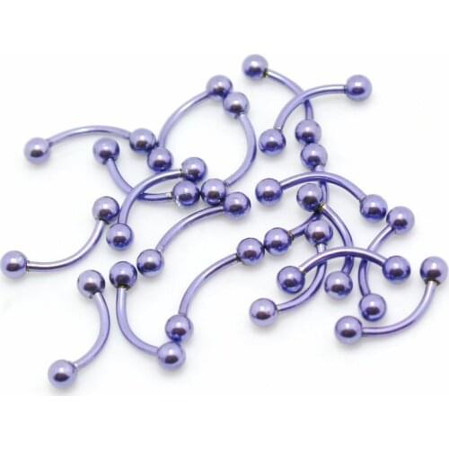 Body piercing jewelry steel purple color eyebrow jewelry curved rings 10pcs