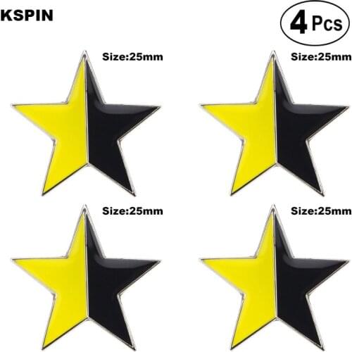 Yellow-Black Star Lapel Pin Badges Pin Lapel Pin Badge Brooch Icons 4pcs