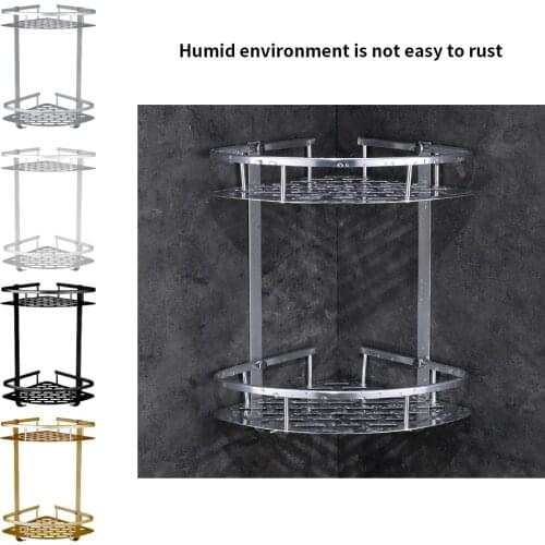 1pc Corner Basket Aluminum Bathroom Storage Shelf Wall Mounted Free Punch Kitchen Organizer
