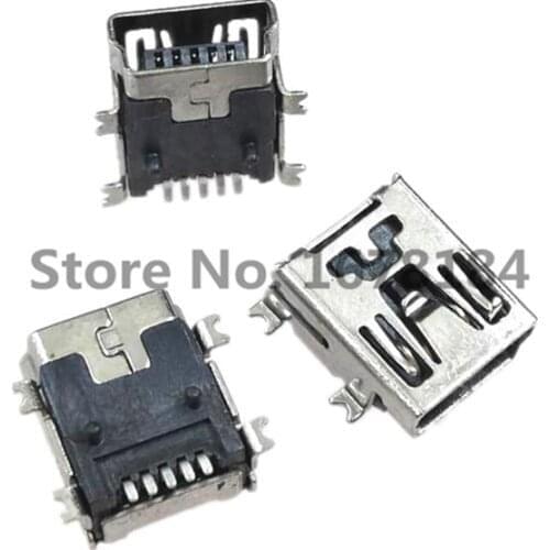 10PCS/LOT Mini USB 5pin Female Socket Connector 4 foot for Tail Charging Mobile Phone
