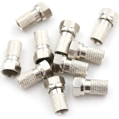 10Pcs Aluminium Alloy F Plug Connector RG6 Satellite Sky Virgin TV Aerial Cable Screw Twist Coax