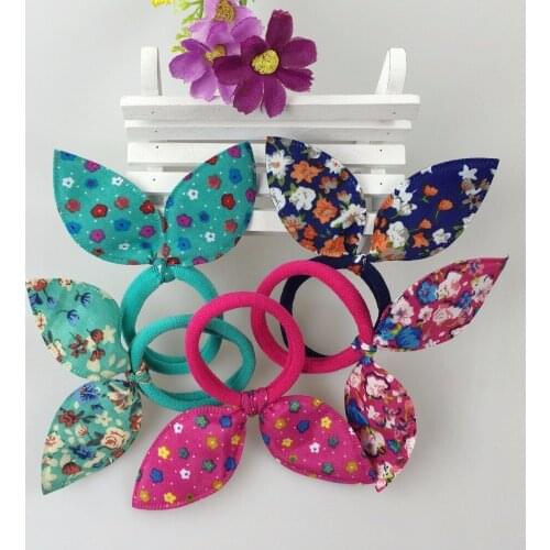 100pcs/lot Diameter Girl Bow Tie Hairband Rubber bands Sweet Elastic Hair Ropes Kids Hair Ornaments Holder Hair Accessories