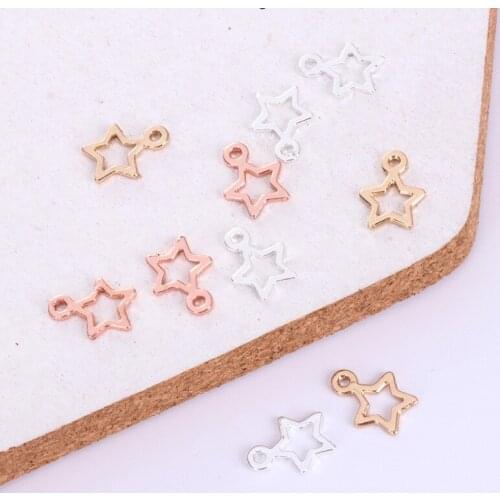 100pcs Alloy DIY accessories pendant hollow five pointed star charm christmas star finding for necklace earrings