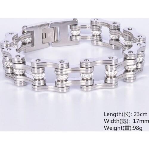 17MM Charming 316L Stainless Steel Silver Color Motor Bicycle Chain Biker Jewelry Mens Womens Bracelet Bangle 9" Christmas Gift