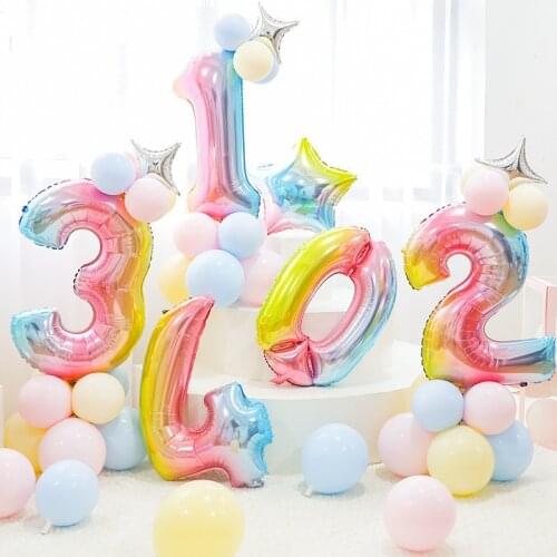32inch Number Balloon 1 2 3 4 5 Number Digit Helium Foil Ballon Baby Shower 1st Birthday Party Wedding Decoration Balls Supplies