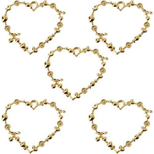 5Pcs Sweet Heart Blank Resin Frames Pendant Open Bezel Setting Jewelry Making