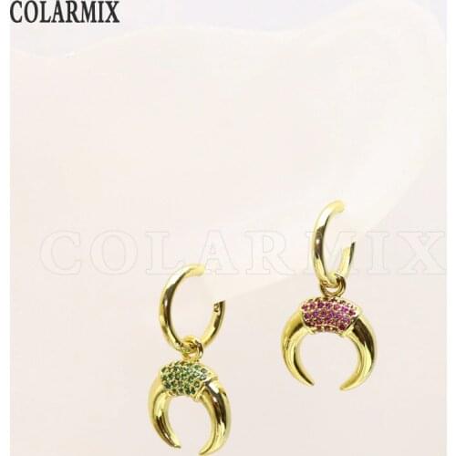 6 Pairs Zircon earrings Mix colors Tiny Horn earrings Zircon earrings Jewelry earrings fashion jewelry for women 51051