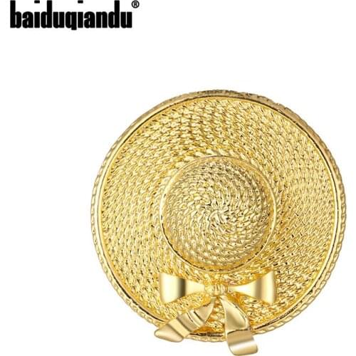 Baiduqiandu New Arrival Gold Color Big Lady Hat Brooches for Women Dress Coat Accessories Cute Jewelry