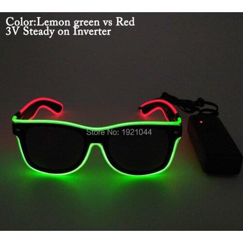 Free Shipping Glow Party Supplies EL Wire Glowing Glasses Double Colors Neon Light Glasses with 2-AA Batteries Inverter