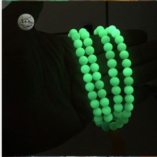 Natural A luminous Stone glowing jade green jade bracelet jadite jade108 beads bracelets for women prayer beads men jade jewelry