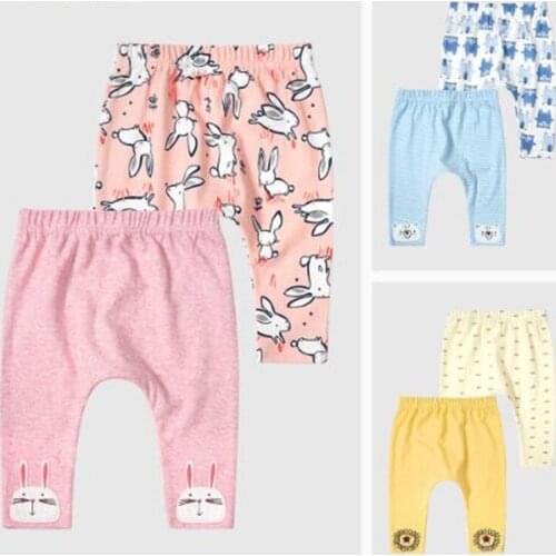 Newborn Trousers Autumn New Casual Baby Boys Girls Leggings Cartoon Pure Cotton Thin Style Big Pp Pants Outwear Clothes 2pcs