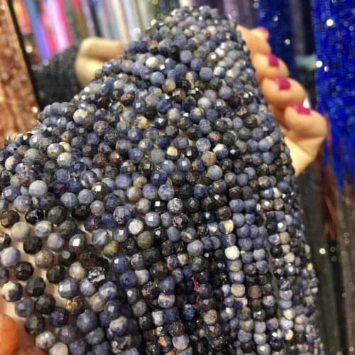 Natural Stone Faceted Scattered bead Sapphires Small Beads 4 mm for Jewelry Making DIY Necklace Bracelet Accessories