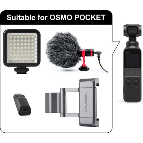 Optional 3.5mm Mic Adapter PGYTECH Smartphone Mount Cold Shoe Mount 49 LED Light Microphone For DJI OSMO Pocket Accessories