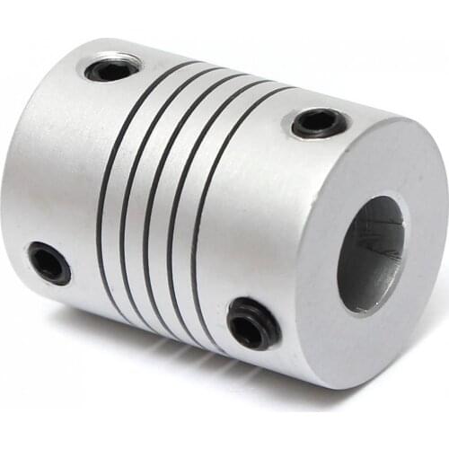 5mm x 8mm Silver Aluminum Flexible Shaft Coupling OD19mm x L25mm CNC Stepper Motor Coupler Connector for Encoder