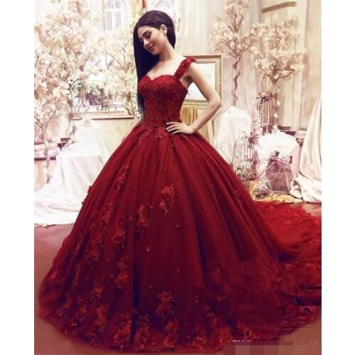 Lace 3D Floral Appliques Beaded Masquerade Fashion Sweet 16 Quinceanera Dresses Ball GownPuffy Long Prom dress Formal Wear