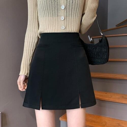 Summer sexy mini Vintage harajuku skirts mini slit slim high waist straight skirt ladies korean style 2021