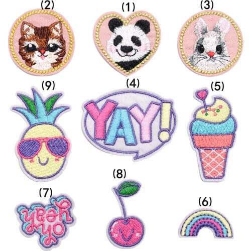 Fashion Color Dessert Fruit Series Cartoon Animal Cute Embroidery Cloth Stickers DIY Clothes Decoration Patch