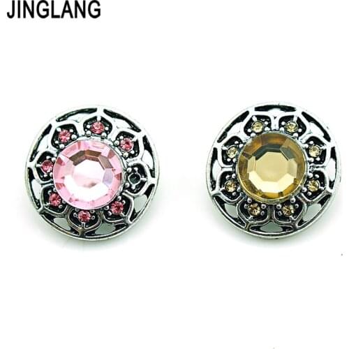 Fashion 2 Color Plastics Crystal Clasps DIY Interchangeable Ginger 18mm Snap Buttons Jewelry Accessories