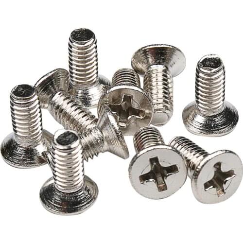 Musiclily Pro Stainless Steel 4mm Countersunk Screws for Strat Tremolo Bridge Block or LP Pickguard Bracket, Chrome (Set of 10)