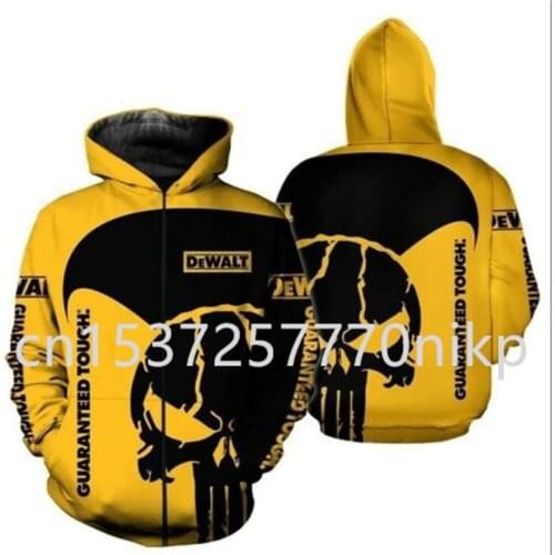 2021 Spring and Autumn New DeWalt Mens Hoodie 3D Anime Sweatshirt Harajuku Oversized Hoodie Hip Hop Mens Clothes Streetwear
