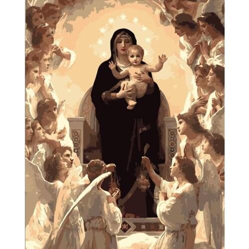 Painting By Numbers DIY Dropshipping 40x50 60x75cm Church of the Virgin Mary Figure Canvas Wedding Decoration Art picture Gift