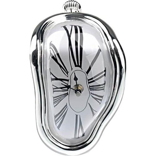 Wall Clock Modern Design Retro Plastic Clock Creative Distortion Rome Digital Clock Personality Mute Melting Clock