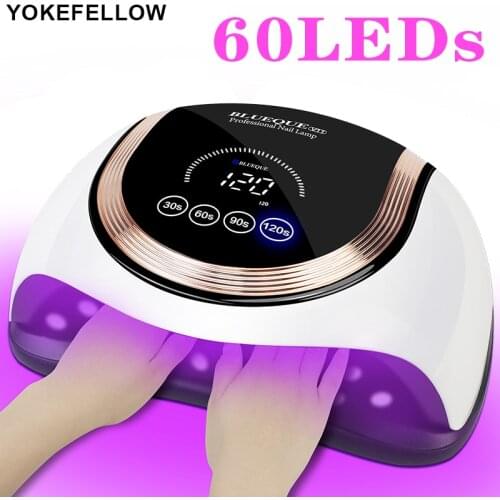UV LED Nail Lamp Dryer For Acrylic Nail Gel Polish With High Capacity Powerful Nail Art Equipment 60LEDs Manicure Machine