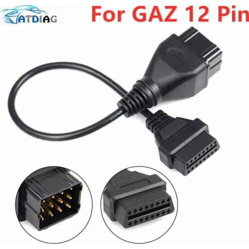 OBD2 Truck Diagnostic Cable For GAZ 12 Pin Diagnostics Cable to OBD 2 16Pin Male Connector can Work with TCS CDP PRO DLC Adapter