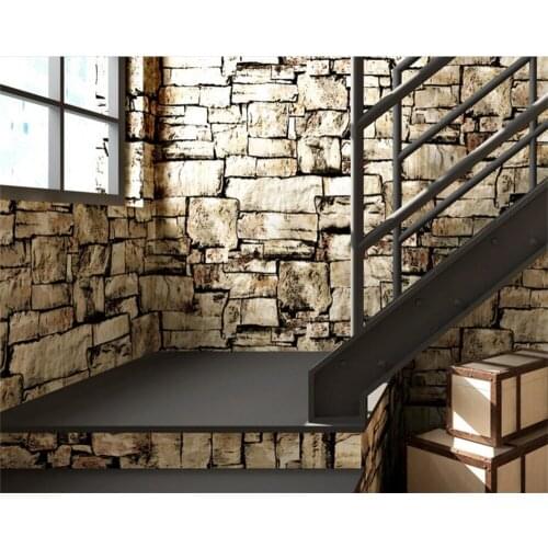 Beibehang wallpaper for living room Modern retro imitation PVC brick wall paper restaurant bar stone Brick pattern 3D wallpaper