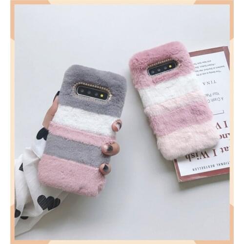 Autumn and Winter Plush Works Well for Samsung S10 S20plus S9 S20ultra Mobile Phone Shell Note10 8 9 Furry Apple 11 Covers
