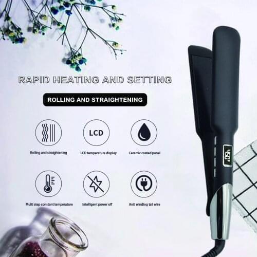 Professional Hairdressing Appliances, Two in One, Hair Straightener, LCD Screen, Curling Iron, Rapid Heating, Tourmaline Ceramic
