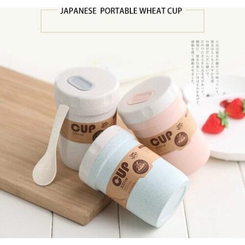300ml straw cup plastic buckle hot teacup coffee teacup cup cute mini portable travel home office drinking tool