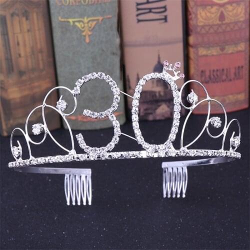 New Women Girls Birthday Party Prom Diadem Hair Accessories Birthday Crown 18/22/30/50/90 Years Old Birthday Gifts Hair Jewelry