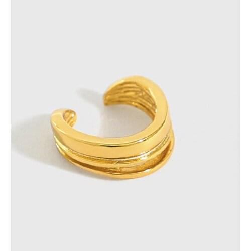 YPAY 1 PC Korea Ins Minimalist Lines Clip Earrings for Women 100% Genuine 925 Sterling Silver Ear Cuff Without Piercing YME856