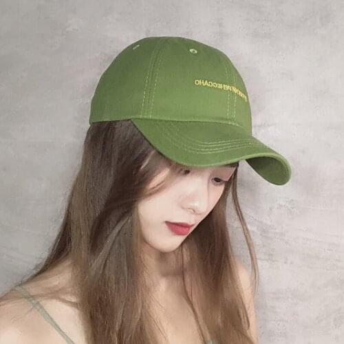 2020 summer fashion trend small letter baseball cap womens curved eaves leisure cap cap sun hat Avocado Green Hat baseball cap