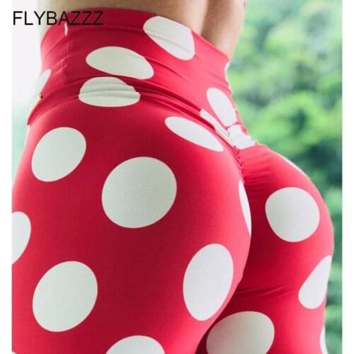 2019 Womens Sports Dot Print Yoga Pants Gym Red Sport Leggings Fitness Sexy Running Tights Trousers Women Slim Pencil Pants