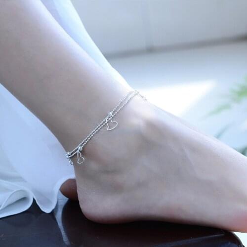 Everoyal Charm Silver Jewelry Heart Anklets For Girl Birthday Gift Trendy 925 Sterling Silver Bracelets For Women Accessories
