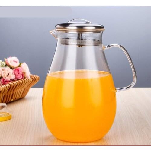 1800ml Large capacity teapot cold water can cold kettle heat high temperature glass flower teapot elegant water drop pot