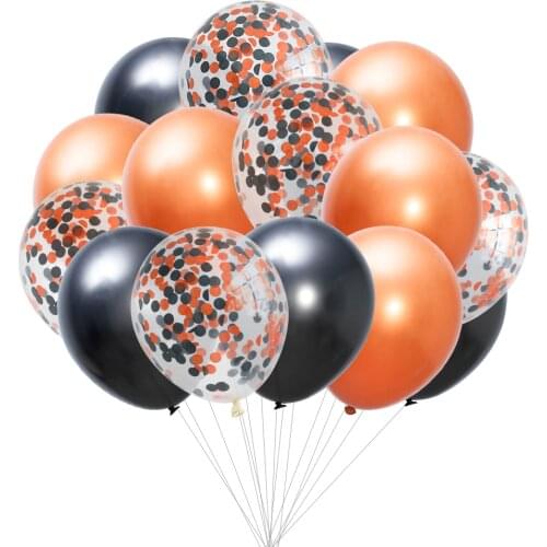 20pcs 12inch Chrome orange black confetti balloons set Halloween party decoration globos helium Halloween balloon garland decors