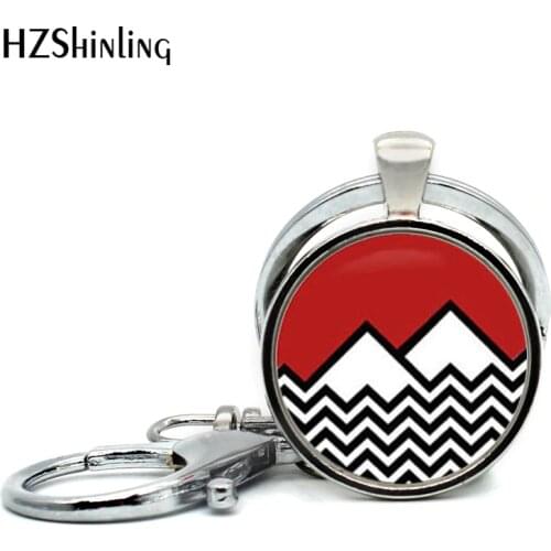 2017 New Fashion Twin Peaks Inspired Keychain Handmade Round Twin Peaks Bookhouse Boys Key Ring for Car Accessories Key Chains