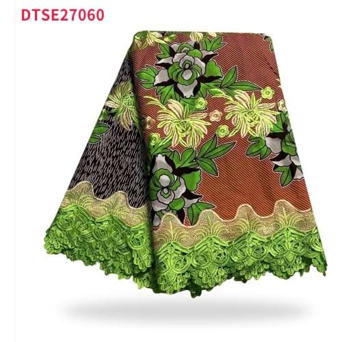 2021 hot sale African Swiss wax cloth lace fabric high quality 6 yards Nigeria wax cloth lace fabric DTSE27060