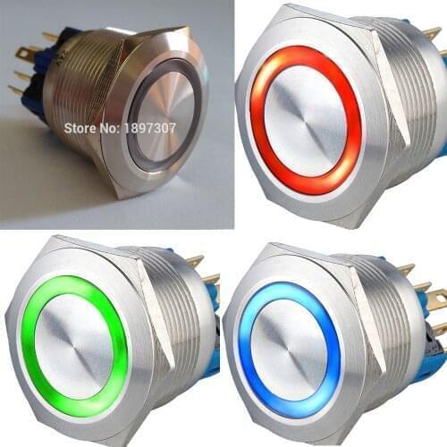 22mm Momentary 6V 12V 24V 220V Tri-Color RGB (RED/ GREEN/ BLUE) Ring LED Switch CE, ROHS