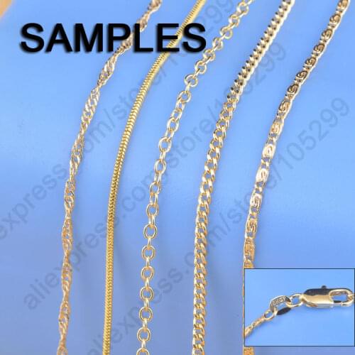 5 Kinds Mix 18" Yellow Gold Filled Jewelry Snake ROLO Singapore Necklace Chains With Lobster Clasps