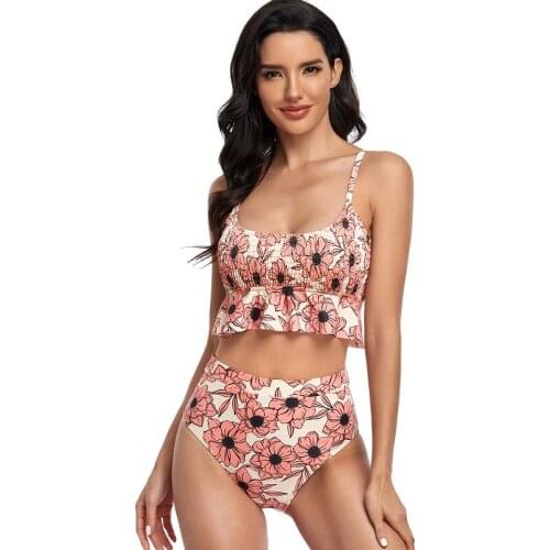 High Waist Bikini 2021 Ruffle Swimwear Women Print Sexy Swimsuit Push Up Bikini Plus Size Bathing Suits Floral Beach Biquini XXL