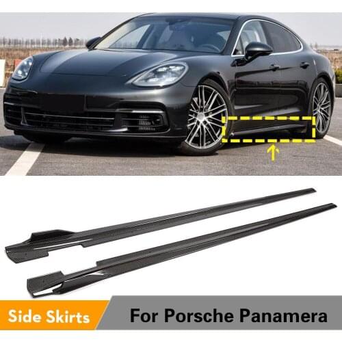 Car Side Skirts Body Kits For Porsche Panamera 2017-2019 Carbon Fiber Car Door Bumper Lip Side Skirts Aprons Extension Lips
