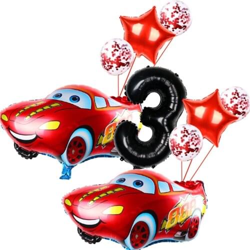 Large Disney Cartoon Lightning McQueen Car Aluminum Foil Balloon 32-inch Digital Birthday Party Decorations Baby Shower Kid Toys