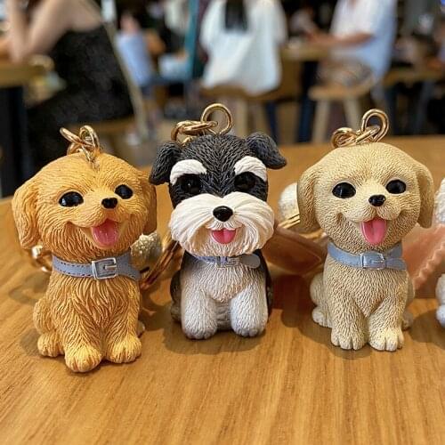 Golden Retriever Bagel Labrador Samoyed Schnauzer Pet Dog Keychain Car Bag Accessories Doll Decoration Cute Animal Birthday Gift